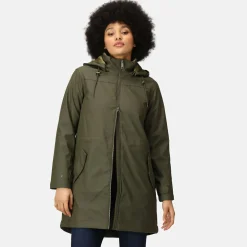 Damska kurtka parka z kapturem Fantine | Ciemne khaki