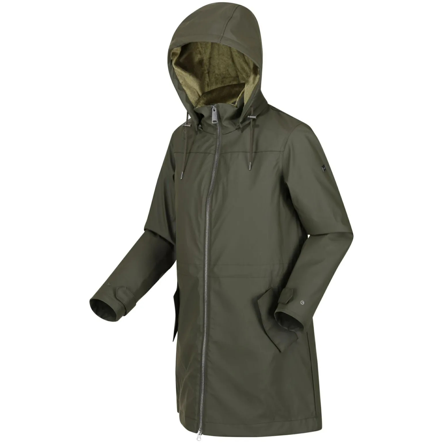Damska kurtka parka z kapturem Fantine | Ciemne khaki