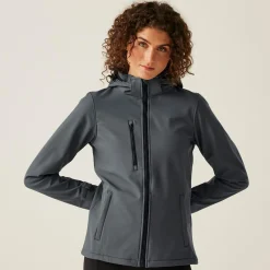 Damski softshell z kapturem Venturer | Szaro-czarny