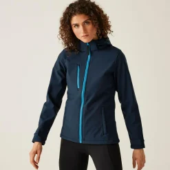 Damski softshell z kapturem Venturer | Granatowo-niebieski