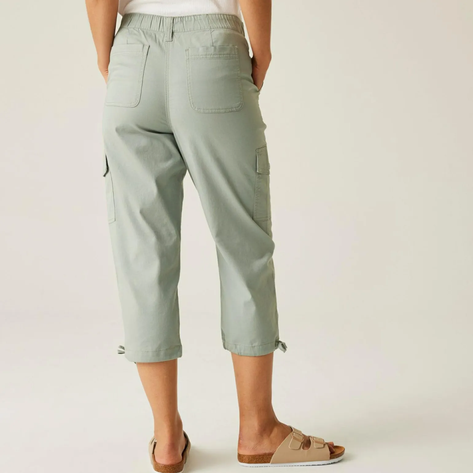 Damskie spodnie capri Shorebella | Lodowy błękit