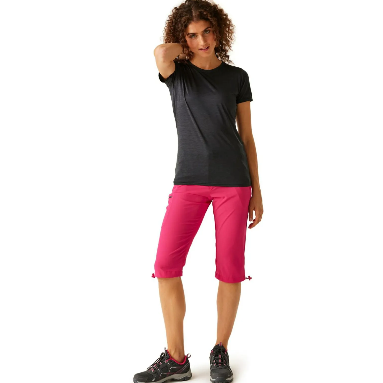 Damskie spodnie trekkingowe 3/4 Xert Capri Light | Fuksja