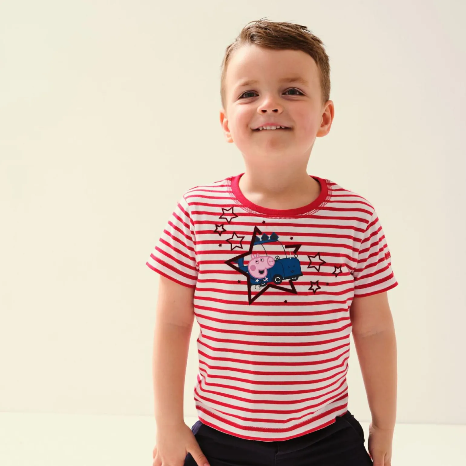 Dziecięca koszulka Peppa Stripe | Czerwony w białe paski