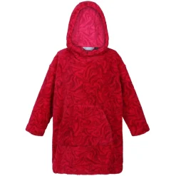 Dziecięcy polar ponczo z kapturem Poncho | Różowy we wzór
