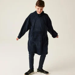 Dziecięcy polar ponczo z kapturem Poncho | Granatowy
