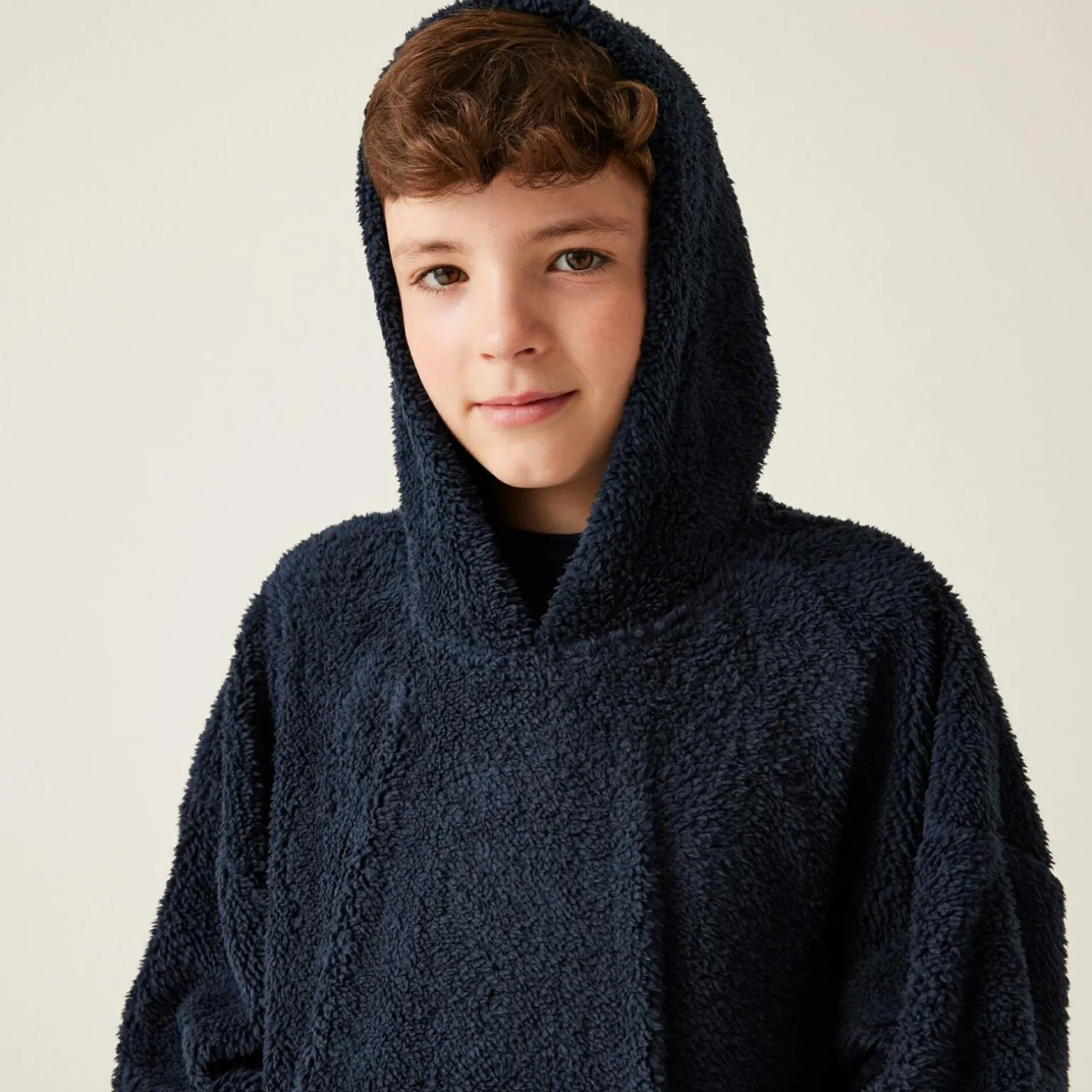 Dziecięcy polar ponczo z kapturem Poncho | Granatowy