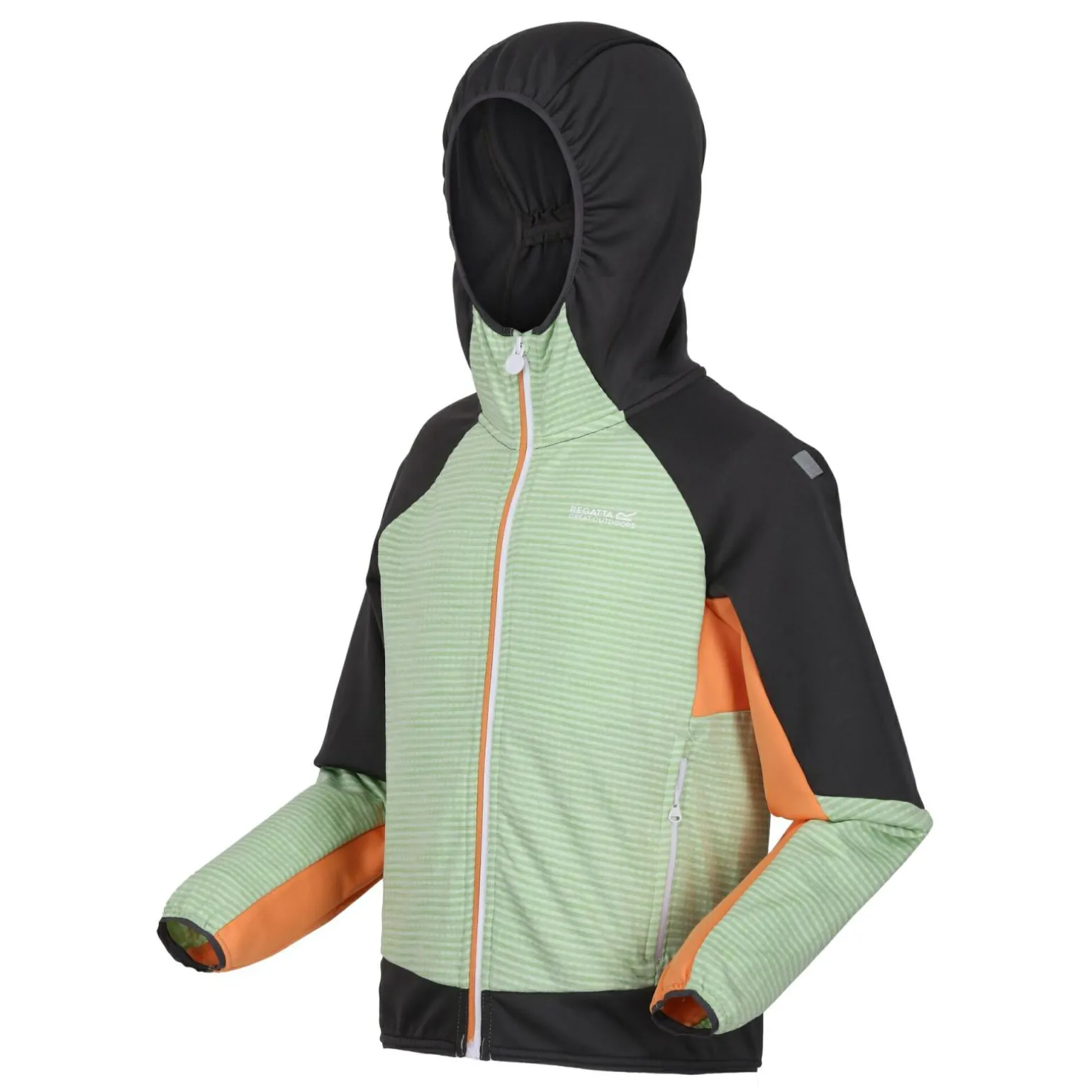 Dziecięcy softshell z kapturem Prenton II | Jasnozielono-szary