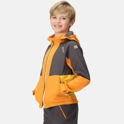 Dziecięcy softshell z kapturem Haydenbury | Pomarańczowo-szary