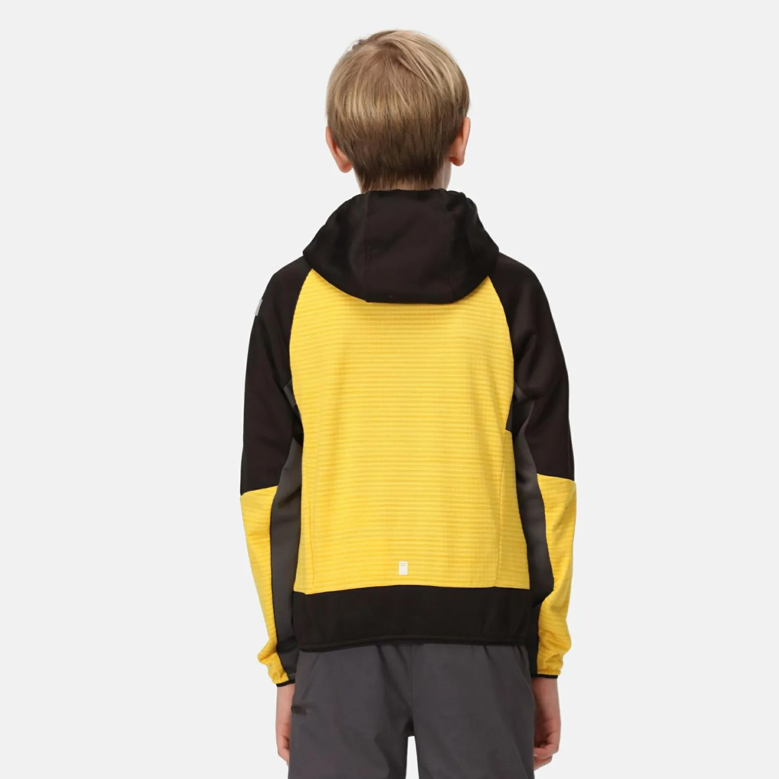 Dziecięcy softshell z kapturem Prenton II | Żółto-czarno-szary