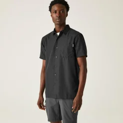 Męska koszula z krótkim rękawem Mindano VIII | Szaro-czarny