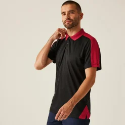 Męska koszulka polo Contrast | Czarno-czerwony