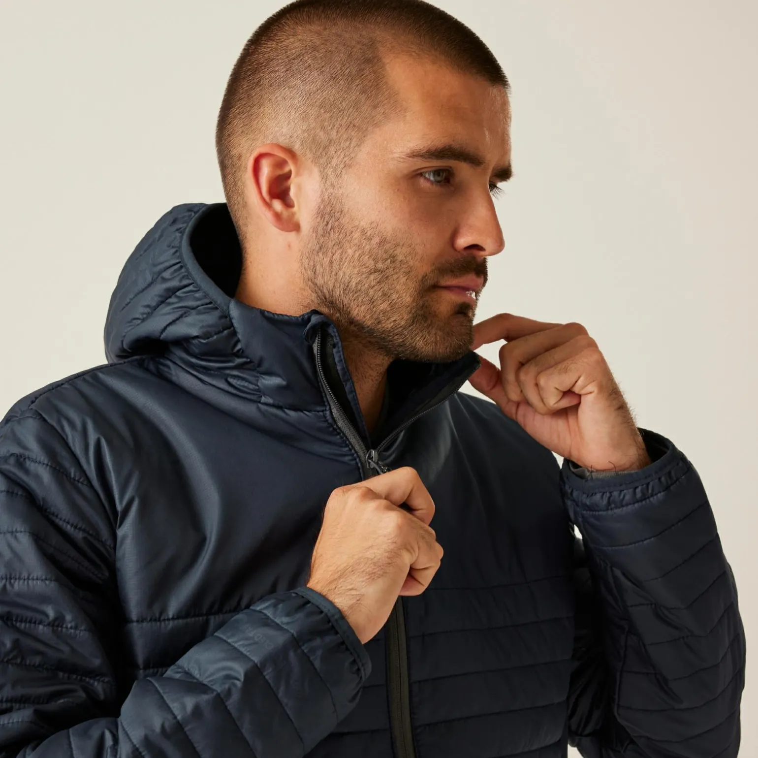 Męska kurtka ocieplana z kapturem Ecodown | Granatowy
