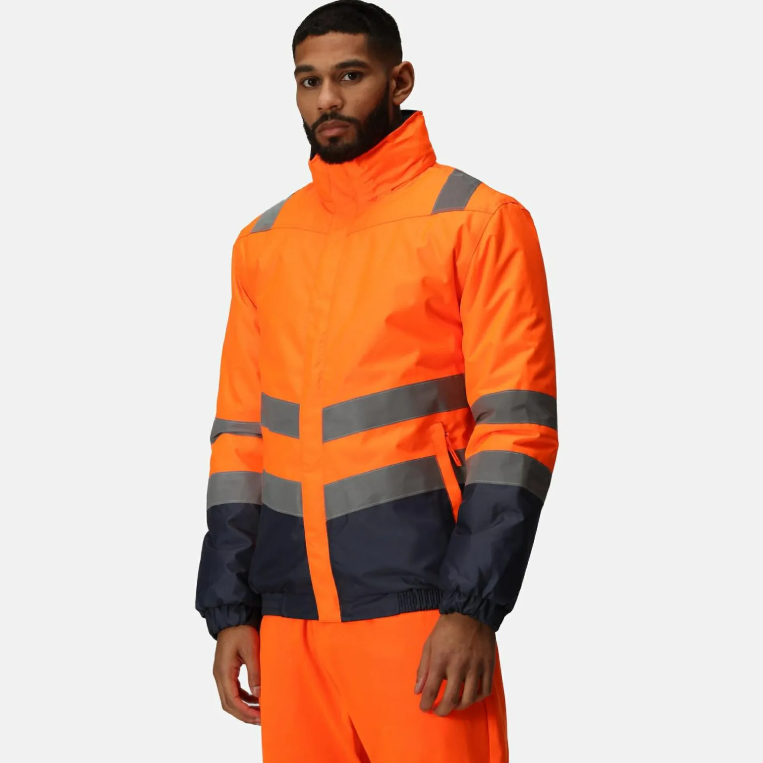 Męska kurtka odblaskowa Pro HiVis | Pomarańczowo-granatowy