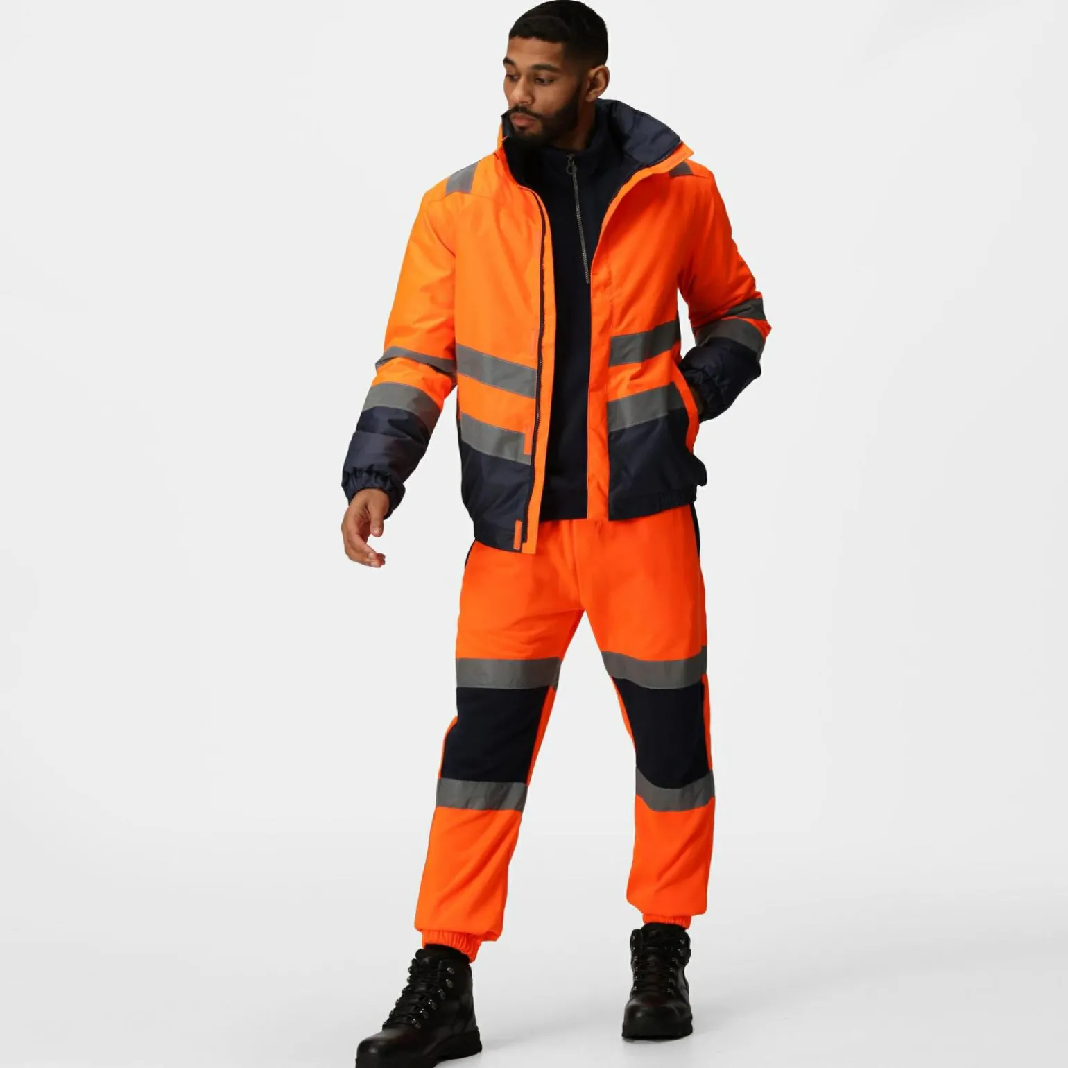 Męska kurtka odblaskowa Pro HiVis | Pomarańczowo-granatowy