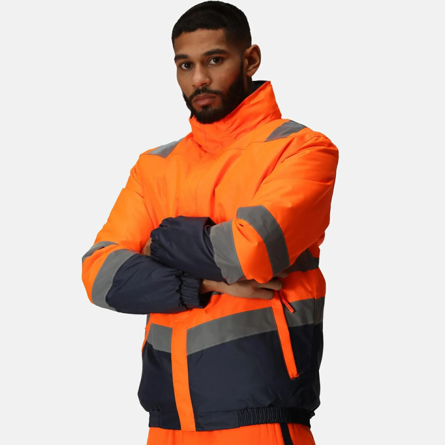 Męska kurtka odblaskowa Pro HiVis | Pomarańczowo-granatowy