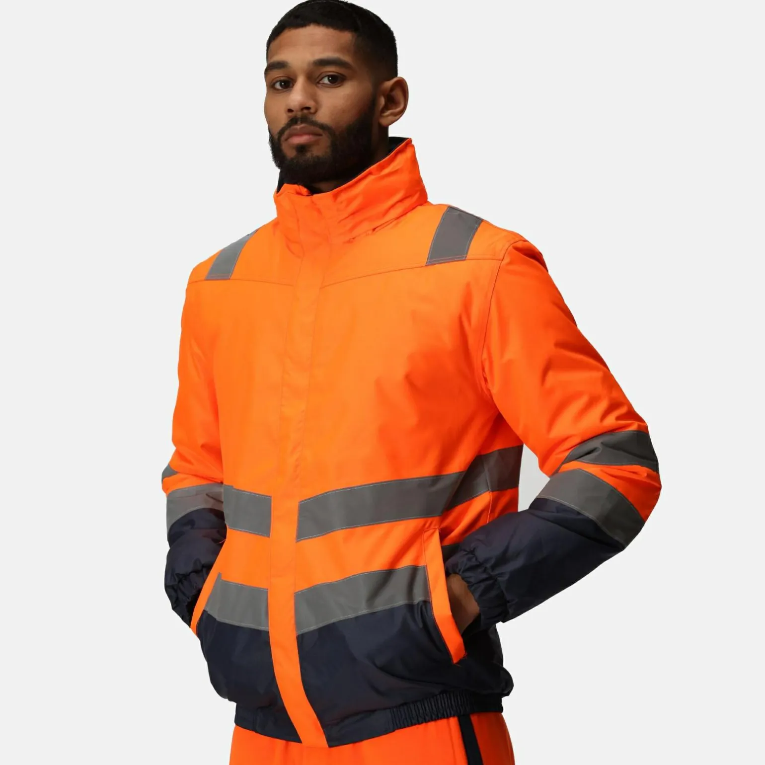 Męska kurtka odblaskowa Pro HiVis | Pomarańczowo-granatowy