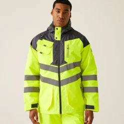Męska wodoodporna kurtka parka Professional | Żółto-szary