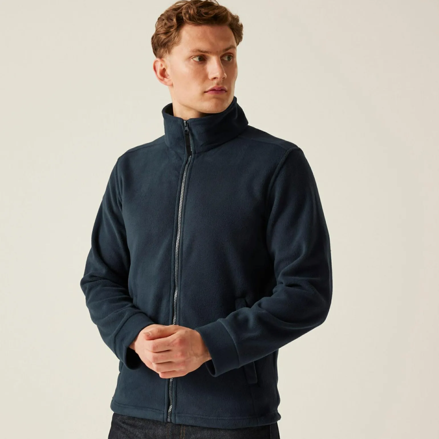 Męski polar z suwakiem Classic | Granatowy