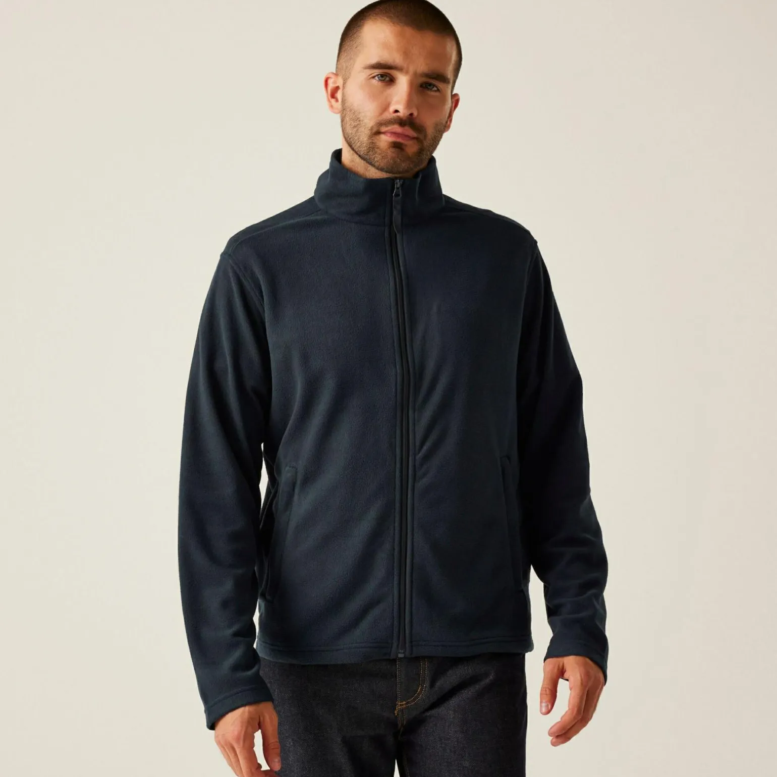 Męski polar z suwakiem Classic | Granatowy