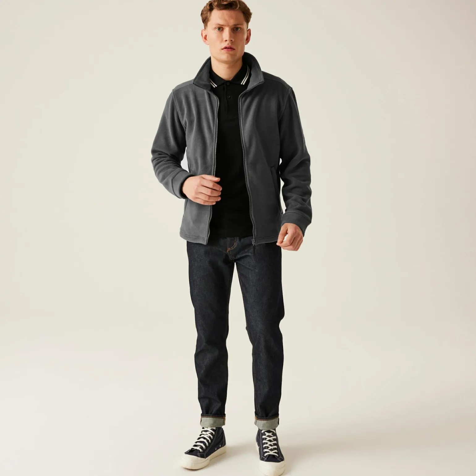 Męski polar z suwakiem Classic | Szary