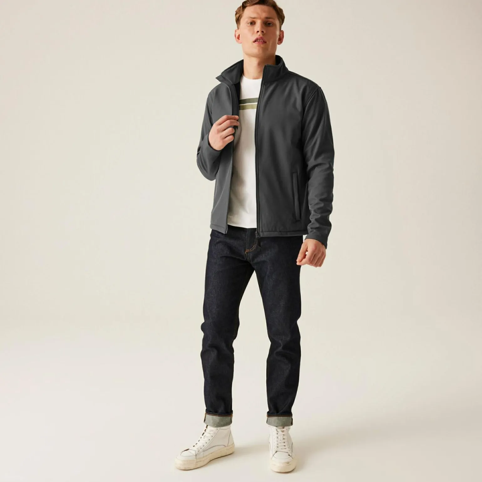 Męski softshell Reid | Szaro-czarny