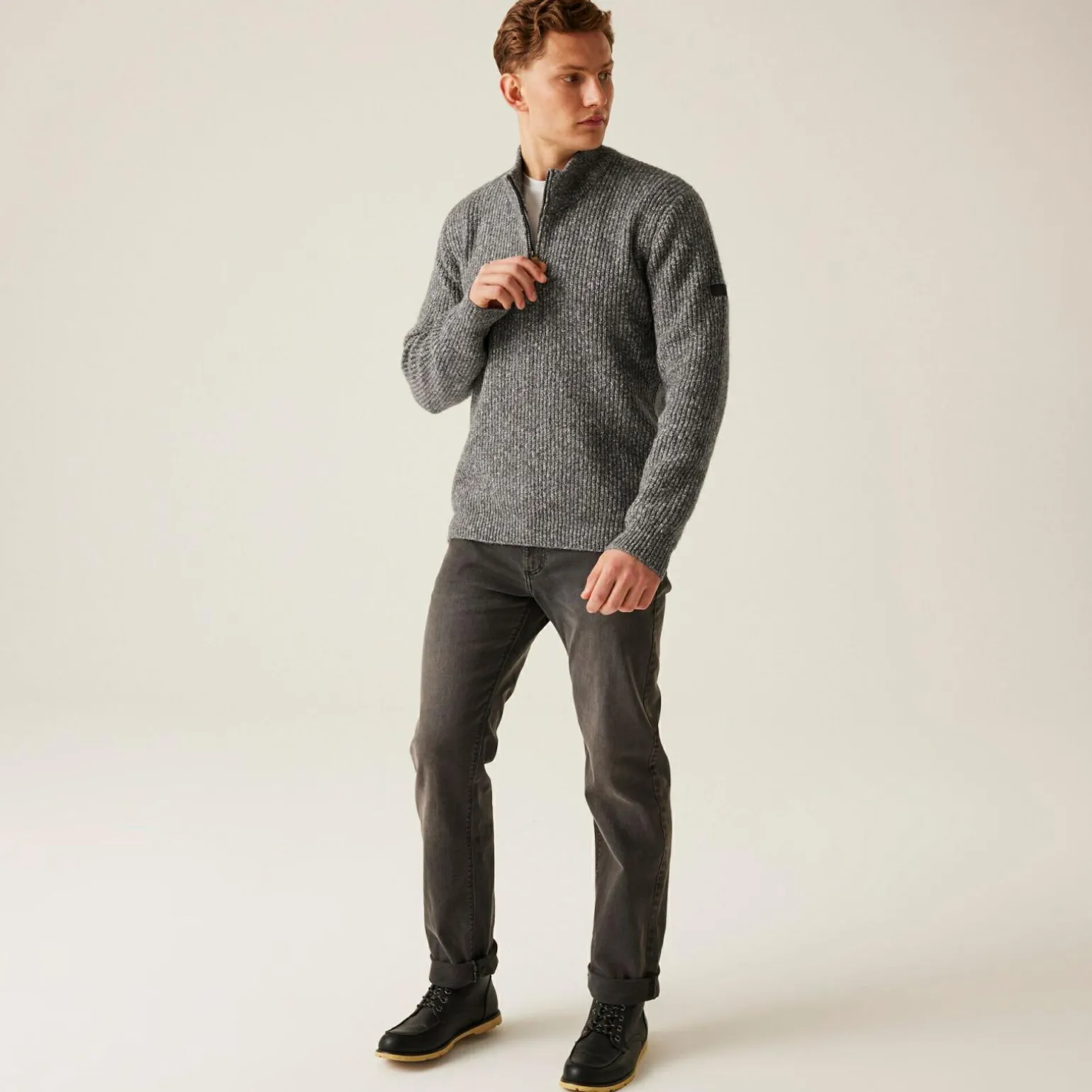 Męski sweter z dzianiny Solomon | Ciemnoszary