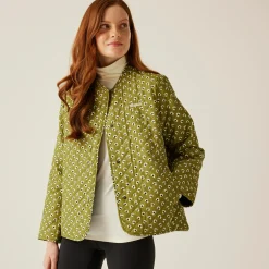 Orla Kiely - Damska kurtka przejściowa pikowana przejściowa | Zielony