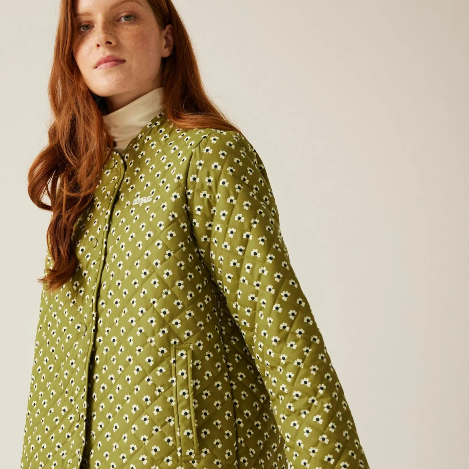Orla Kiely - Damska kurtka przejściowa pikowana przejściowa | Zielony