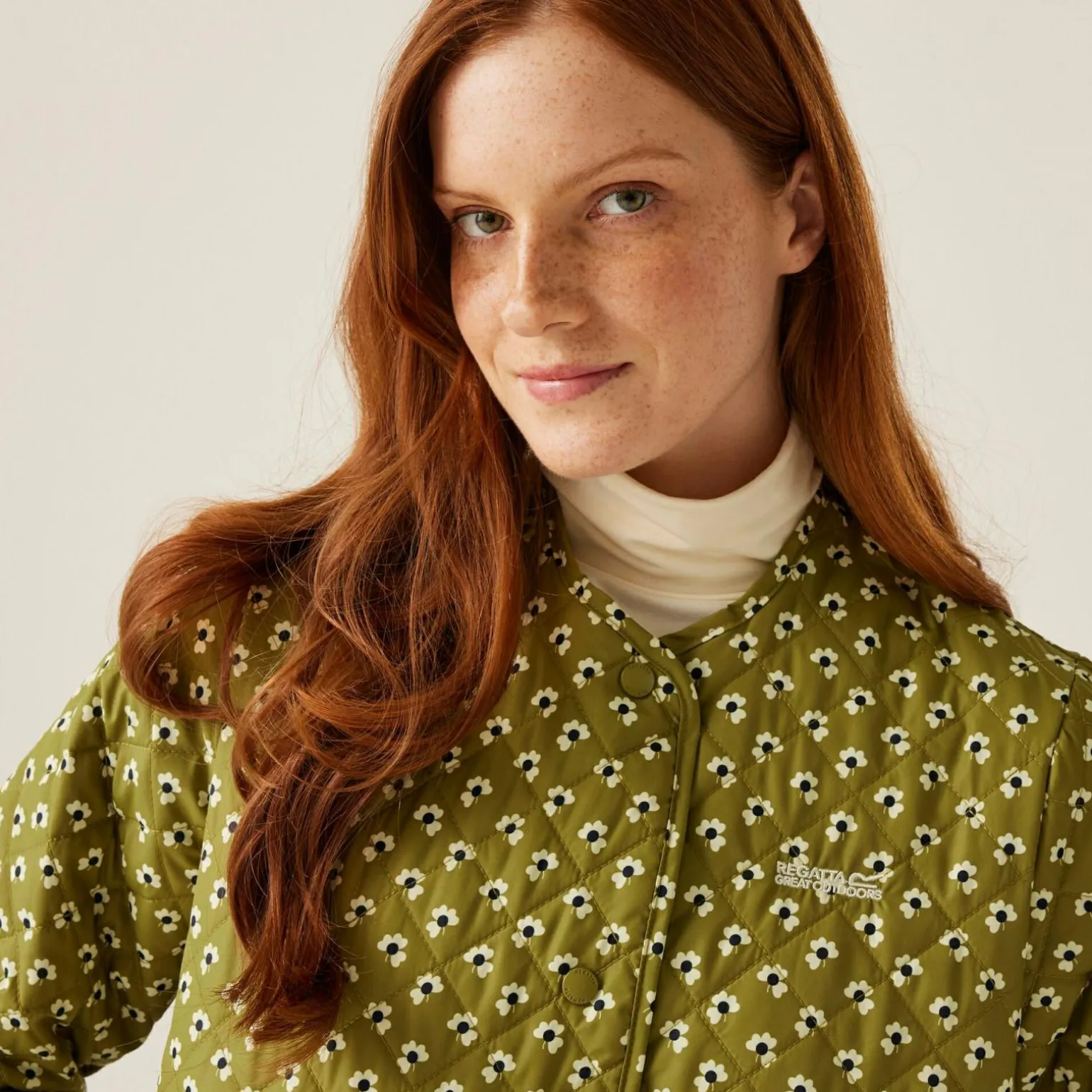 Orla Kiely - Damska kurtka przejściowa pikowana przejściowa | Zielony