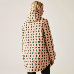 Orla Kiely - Damska kurtka ocieplana Waterproof | Czarny w różowy wzór