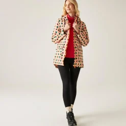Orla Kiely - Damska kurtka ocieplana Waterproof | Czarny w różowy wzór