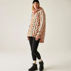 Orla Kiely - Damska kurtka ocieplana Waterproof | Czarny w różowy wzór
