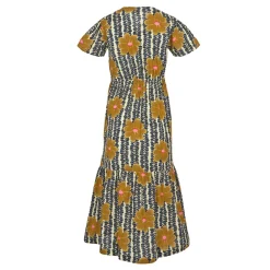 Orla Kiely - Damska sukienka Tiered Midi | Żółty