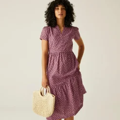 Orla Kiely - Damska sukienka Tiered Midi | Fioletowy