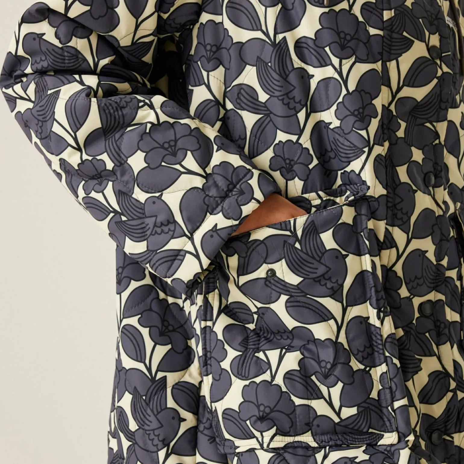 Orla Kiely - Damski płaszcz ocieplany Long Length | Szary