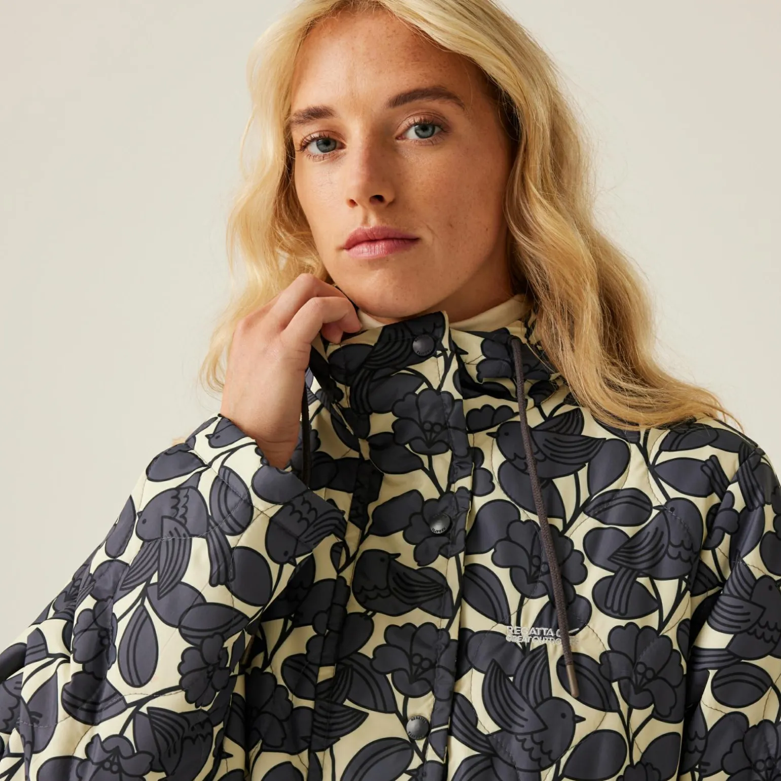Orla Kiely - Damski płaszcz ocieplany Long Length | Szary
