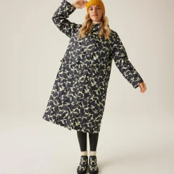 Orla Kiely - Damski płaszcz ocieplany Long Length | Szary